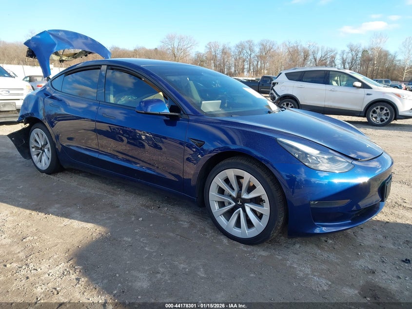 2022 Tesla Model 3 VIN 5YJ3E1EB7NF111507 IAAI salvage auction — REAR END, Salvage Title, sold $25 on 2026-07-30 (photo 1)