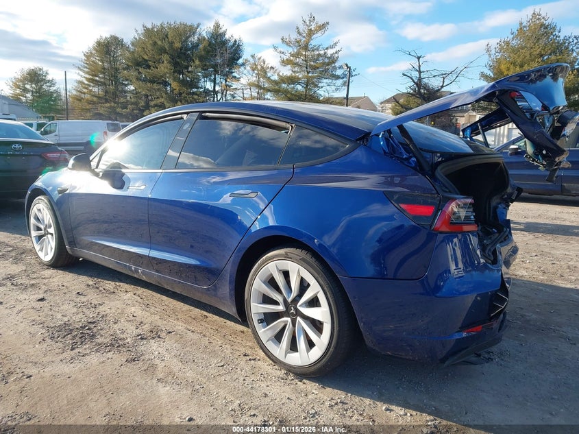 2022 Tesla Model 3 VIN 5YJ3E1EB7NF111507 IAAI salvage auction — REAR END, Salvage Title, sold $25 on 2026-07-30 (photo 3)