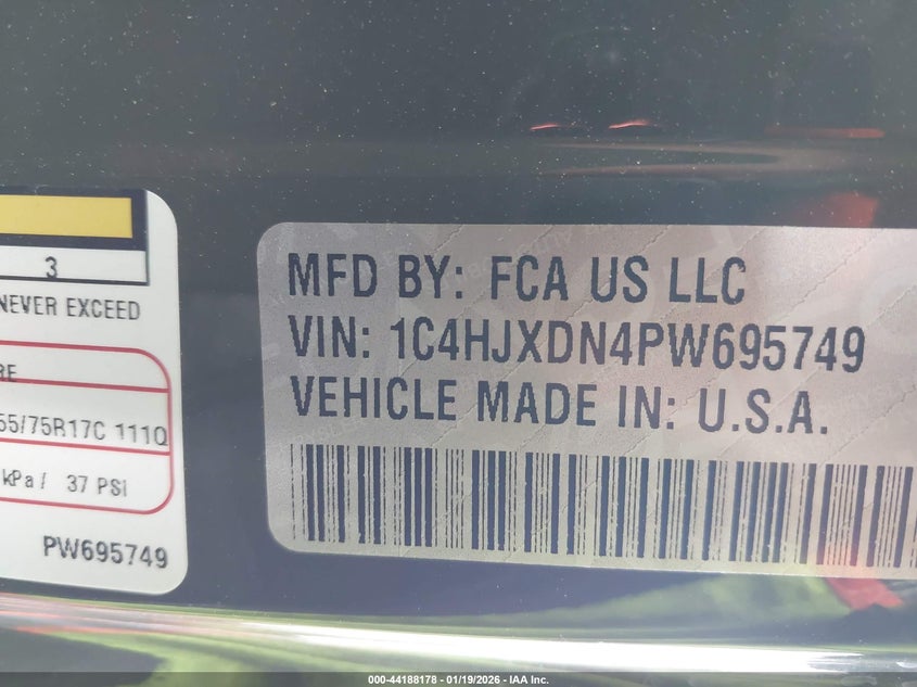 2023 Jeep Wrangler / VIN 1C4HJXDN4PW695749 IAAI salvage auction — ROLLOVER, Salvage (Oklahoma), sold $5,600 on 2026-07-22 (photo 9)