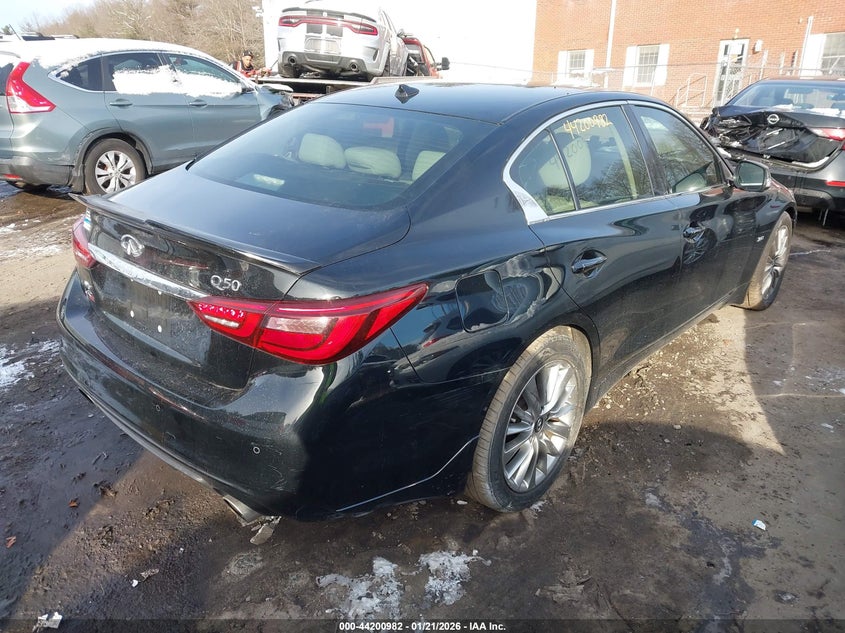 2018 Infiniti Q50 VIN JN1EV7AR3JM430566 IAAI salvage auction — ROOF, Salvage (Massachusetts), sold $400 on 2026-07-28 (photo 4)