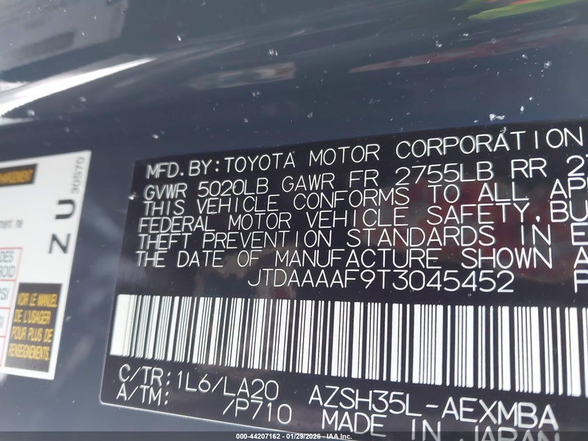 2026 Toyota Crown signia VIN JTDAAAAF9T3045452 IAAI salvage auction — FRONT END, Salvage Title, sold $11,100 on 2026-07-21 (photo 9)