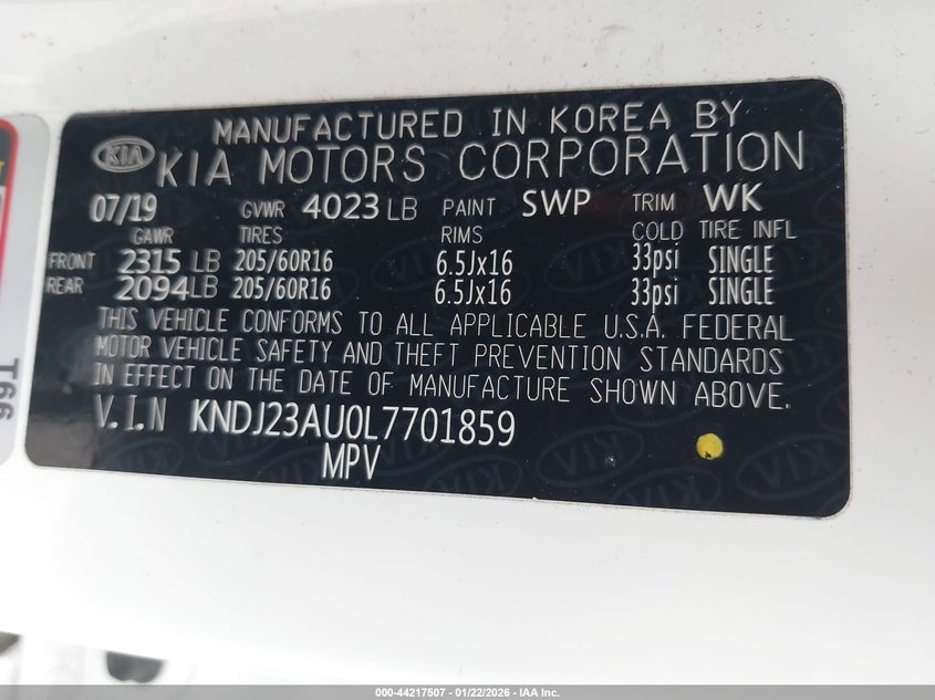 2020 Kia Soul VIN KNDJ23AU0L7701859 IAAI salvage auction — FRONT END, Salvage (California), sold $2,000 on 2026-07-21 (photo 9)