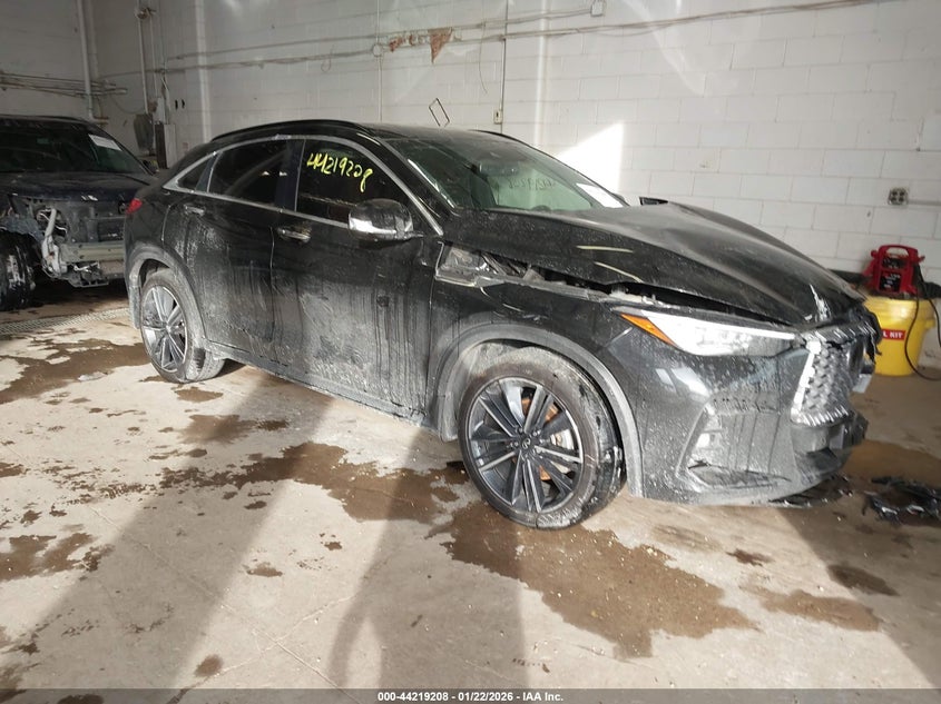 2023 Infiniti Qx55 VIN 3PCAJ5LR1PF124623 IAAI salvage auction — LEFT REAR, Salvage (Minnesota), sold $7,975 on 2026-07-29 (photo 1)