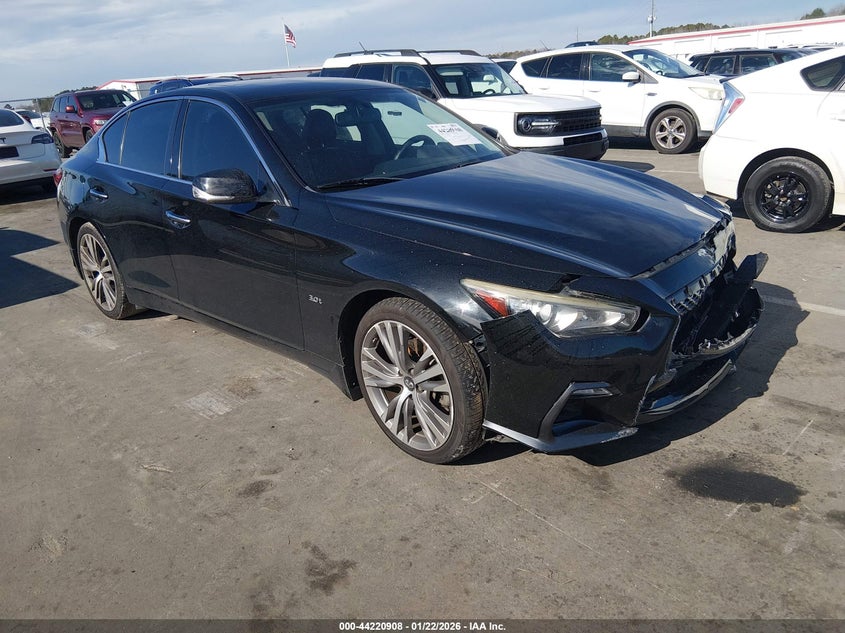 2018 Infiniti Q50 VIN JN1EV7AP1JM358507 IAAI salvage auction — FRONT END, Salvage (North Carolina), sold $4,550 on 2026-07-22 (photo 1)