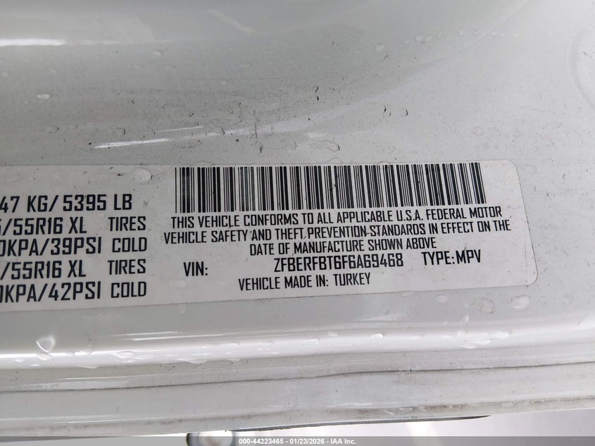2015 Ram Promaster city VIN ZFBERFBT6F6A69468 IAAI salvage auction — FRONT END, Salvage (North Carolina), sold $850 on 2026-08-02 (photo 9)