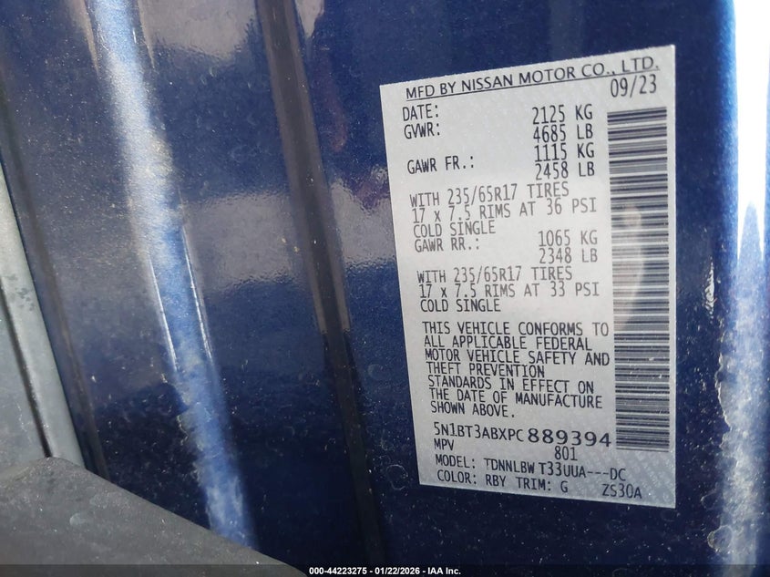 2023 Nissan Rogue sport VIN 5N1BT3ABXPC889394 IAAI salvage auction — RIGHT SIDE, Other, sold $15,350 on 2026-07-09 (photo 9)