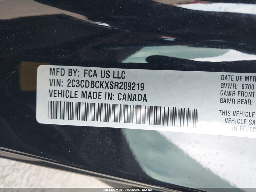 2025 Dodge Charger daytona VIN 2C3CDBCKXSR209219 IAAI salvage auction — RIGHT SIDE, Salvage (California), sold $9,200 on 2026-07-15 (photo 9)