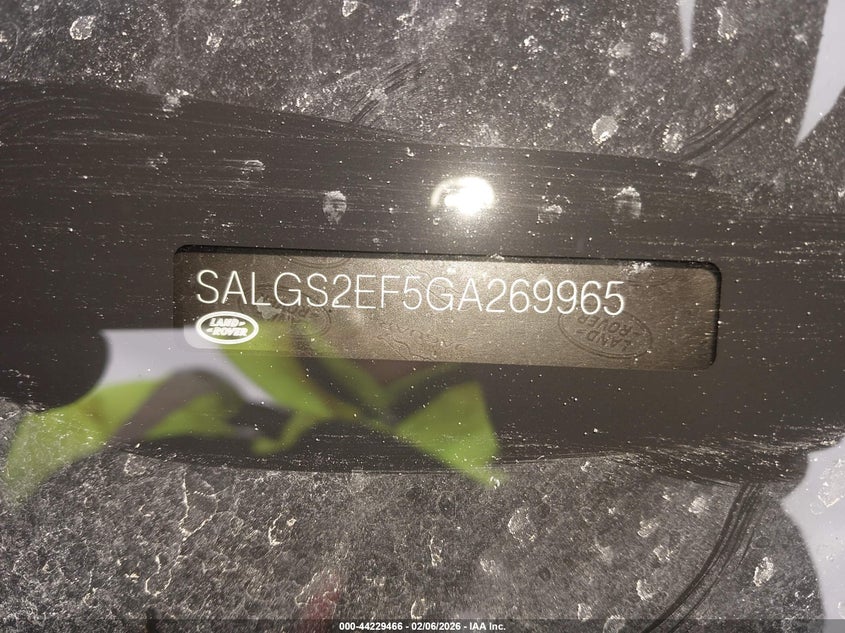 2016 Land rover RANGE ROVER VIN SALGS2EF5GA269965 IAAI salvage auction — FRONT END, Salvage Title, sold $6,775 on 2026-07-14 (photo 9)