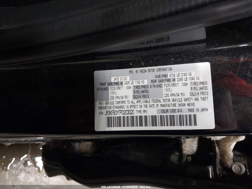 2023 Mazda Cx-5 VIN JM3KFBCM7P0203020 IAAI salvage auction — LEFT SIDE, Salvage Title, sold $4,350 on 2026-07-21 (photo 9)