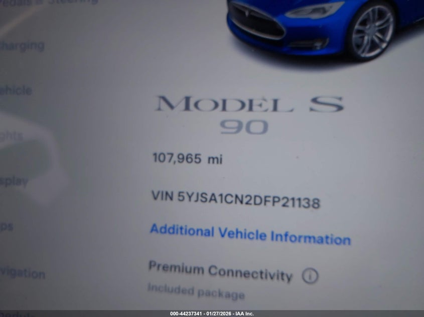 2013 Tesla Model s VIN 5YJSA1CN2DFP21138 IAAI salvage auction — FRONT END, Salvage Title, sold $4,400 on 2026-07-09 (photo 7)