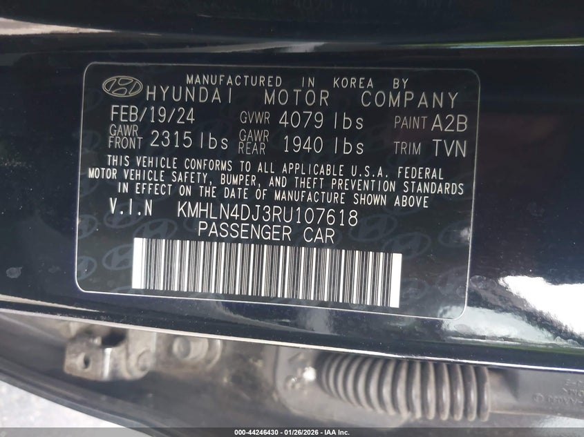 2024 Hyundai Elantra VIN KMHLN4DJ3RU107618 IAAI salvage auction — ENGINE DAMAGE, Salvage Title, sold $2,000 on 2026-07-07 (photo 9)