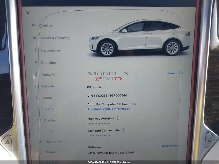 2016 Tesla Model x VIN 5YJXCBE44GF000544 IAAI salvage auction — REAR END, Salvage Title, sold $25 on 2026-07-27 (photo 7)