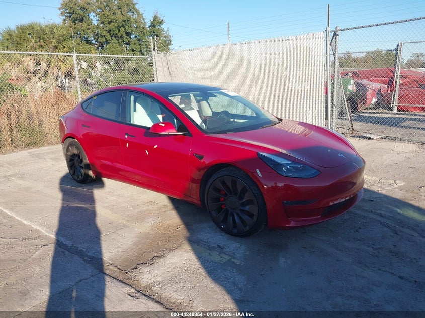 2022 Tesla Model 3 VIN 5YJ3E1EC9NF163116 IAAI salvage auction — LEFT REAR, Salvage Title, sold $25 on 2026-07-22 (photo 1)