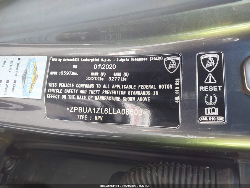 2020 Lamborghini Urus VIN ZPBUA1ZL6LLA08603 IAAI salvage auction — Front End, Rebuildable (Florida), sold $97,000 on 2026-03-02 (photo 9)