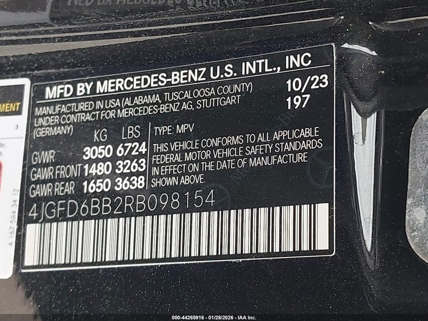 2024 Mercedes-Benz GLE-Class VIN 4JGFD6BB2RB098154 IAAI salvage auction — All Over, Clear (Louisiana), sold $25,950 on 2026-03-05 (photo 9)