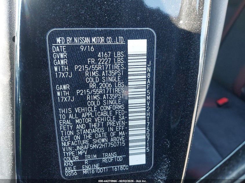 2017 Nissan Juke VIN JN8AF5MV2HT750715 IAAI salvage auction — LEFT SIDE, Salvage Title, sold $2,400 on 2026-07-14 (photo 9)