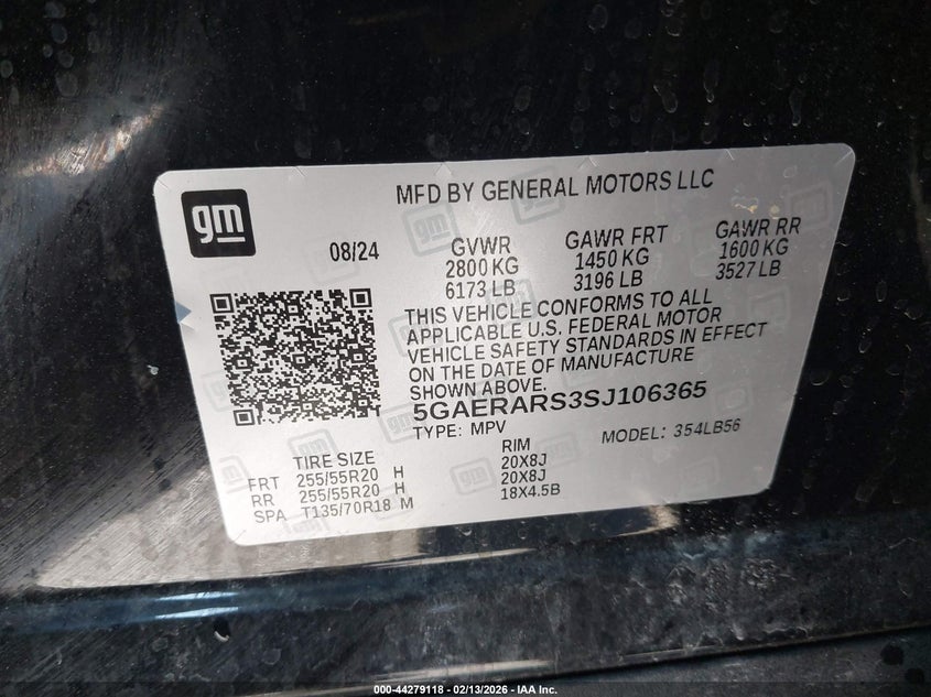 2025 Buick Enclave VIN 5GAERARS3SJ106365 IAAI salvage auction — FRONT END, Salvage Title, sold $6,600 on 2026-07-31 (photo 9)