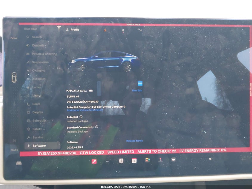 2022 Tesla Model s VIN 5YJSA1E5XNF486230 IAAI salvage auction — FRONT END, Salvage (Maryland), sold $5,200 on 2026-07-30 (photo 7)