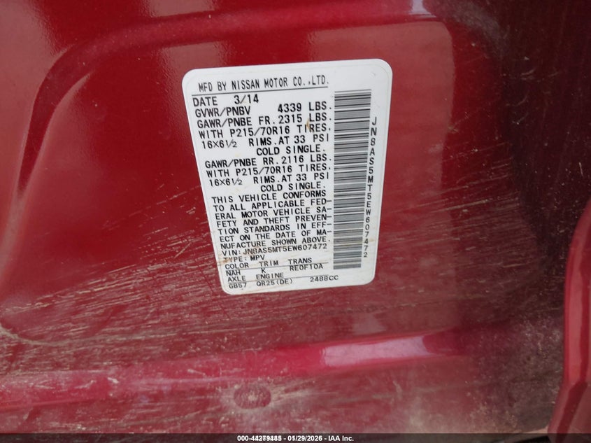 2014 Nissan Rogue VIN JN8AS5MT5EW607472 IAAI salvage auction — FRONT END, Salvage (Arkansas), sold $225 on 2026-07-09 (photo 9)