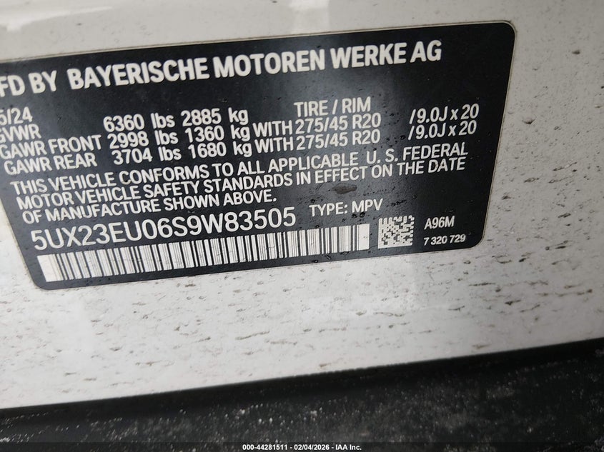 2025 BMW X5 VIN 5UX23EU06S9W83505 IAAI salvage auction — Front End, Salvage (Illinois), sold $26,250 on 2026-04-09 (photo 9)