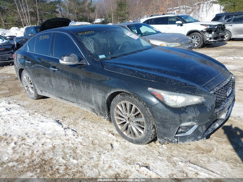 2020 Infiniti Q50 VIN JN1EV7AR2LM250059 IAAI salvage auction — LEFT FRONT, Salvage Title, sold $1,650 on 2026-07-21 (photo 1)