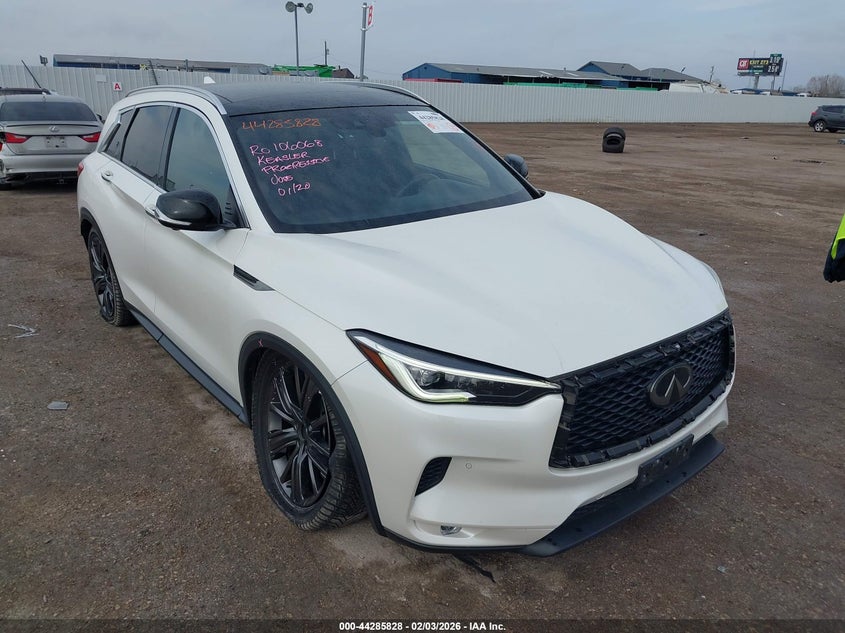 2020 Infiniti Qx50 VIN 3PCAJ5M39LF106603 IAAI salvage auction — FRONT END, Original (Texas), sold $5,800 on 2026-07-30 (photo 1)