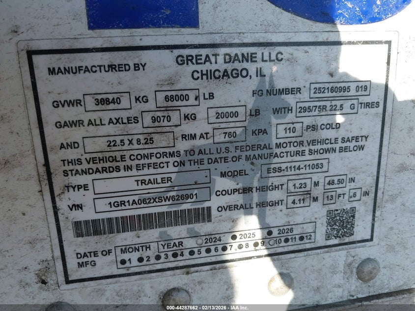 2025 VIN 1GR1A062XSW626901 IAAI salvage auction — SIDE, Regular (South Dakota), sold $34,150 on 2026-08-26 (photo 9)