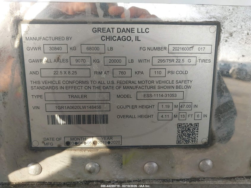 2020 VIN 1GR1A0620LW148456 IAAI salvage auction — REAR END, Regular Certificate (Iowa), sold $6,150 on 2026-09-09 (photo 9)
