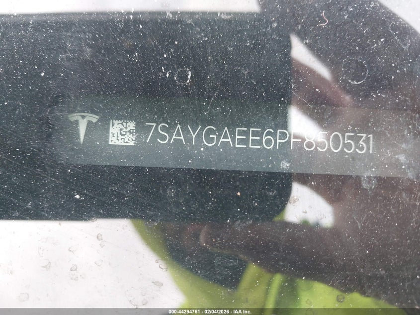 2023 Tesla Model y VIN 7SAYGAEE6PF850531 IAAI salvage auction — Front End, Salvage (Massachusetts), sold $13,000 on 2026-03-31 (photo 9)