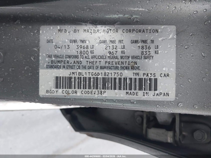 2013 Mazda 3 VIN JM1BL1TG6D1821750 IAAI salvage auction — FRONT END, Salvage Title, sold $150 on 2026-07-08 (photo 9)