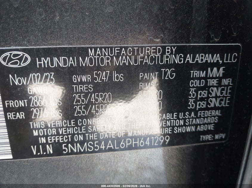 2023 Hyundai Santa fe VIN 5NMS54AL6PH641299 IAAI salvage auction — REAR END, Salvage Title, sold $8,800 on 2026-08-24 (photo 9)