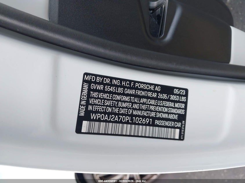 2023 Porsche Panamera VIN WP0AJ2A70PL102691 IAAI salvage auction — LEFT & RIGHT, Salvage Title, sold $20,025 on 2026-07-27 (photo 9)