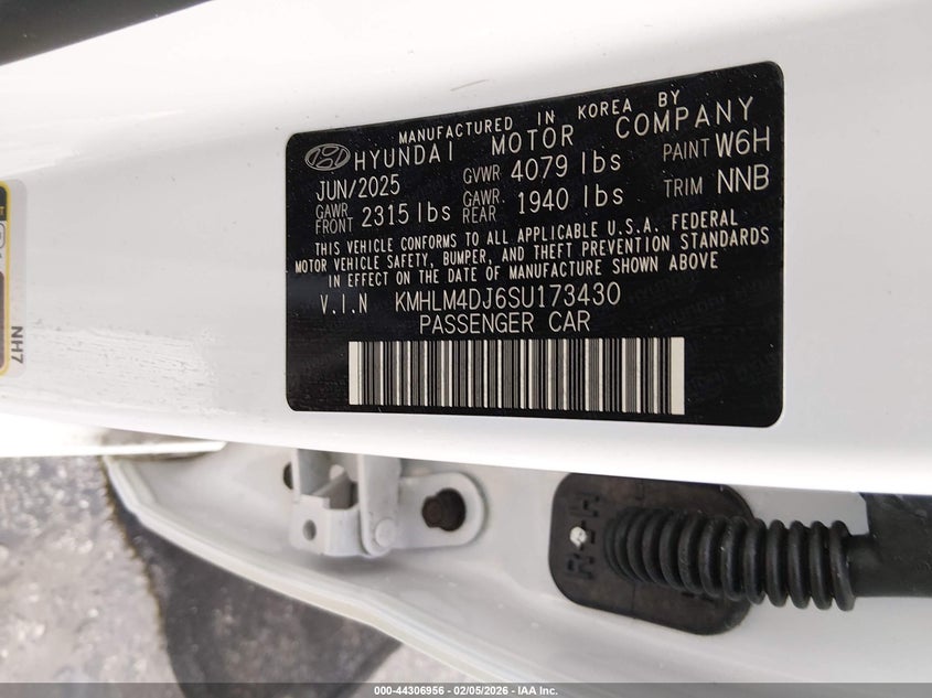 2025 Hyundai Elantra VIN KMHLM4DJ6SU173430 IAAI salvage auction — FRONT END, Salvage - Greater Than 75% (Maryland), sold $5,900 on 2026-07-16 (photo 9)