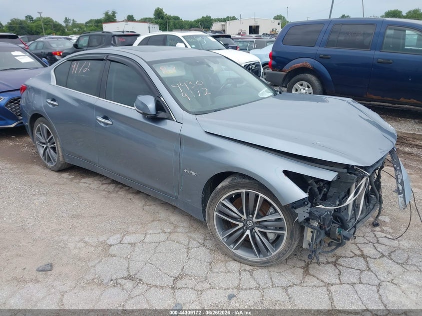 2014 Infiniti Q50 VIN JN1AV7AR2EM702268 IAAI salvage auction — FRONT END, Salvage (Illinois), sold $725 on 2026-07-07 (photo 1)