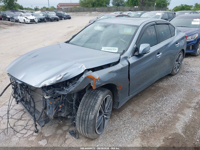 2014 Infiniti Q50 VIN JN1AV7AR2EM702268 IAAI salvage auction — FRONT END, Salvage (Illinois), sold $725 on 2026-07-07 (photo 2)