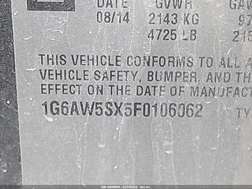 2015 Cadillac Cts VIN 1G6AW5SX5F0106062 IAAI salvage auction — FRONT END, Clear (Oklahoma), sold $1,000 on 2026-07-09 (photo 9)