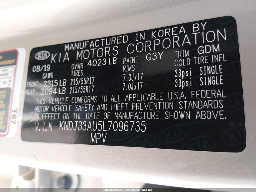 2020 Kia Soul VIN KNDJ33AU5L7096735 IAAI salvage auction — FRONT END, Salvage Title, sold $2,150 on 2026-07-28 (photo 9)
