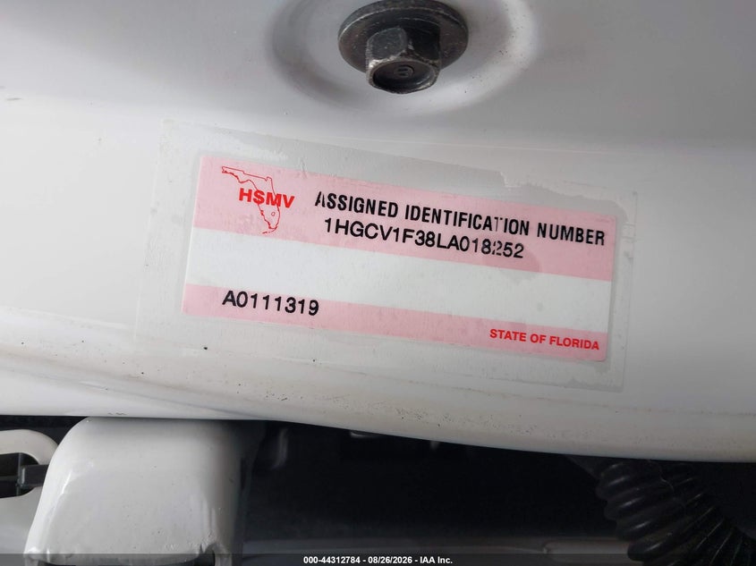 2020 Honda Accord VIN 1HGCV1F38LA018252 IAAI salvage auction — THEFT, Rebuildable (Florida), sold $10,800 on 2026-09-15 (photo 9)