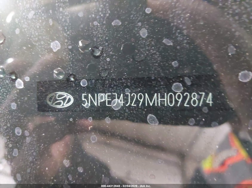 2021 Hyundai Sonata VIN 5NPEJ4J29MH092874 IAAI salvage auction — REAR END, Salvage Title, sold $6,600 on 2026-07-21 (photo 9)