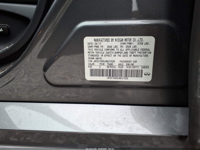 2018 Infiniti Q50 VIN JN1EV7AR5JM431525 IAAI salvage auction — FRONT END, Salvage Title, sold $2,925 on 2026-07-13 (photo 9)