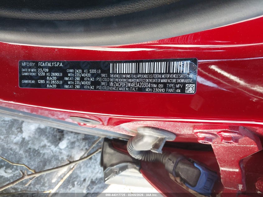 2024 Dodge Hornet VIN ZACPDFDW4R3A20304 IAAI salvage auction — FRONT END, Salvage (New Jersey), sold $5,600 on 2026-08-11 (photo 9)