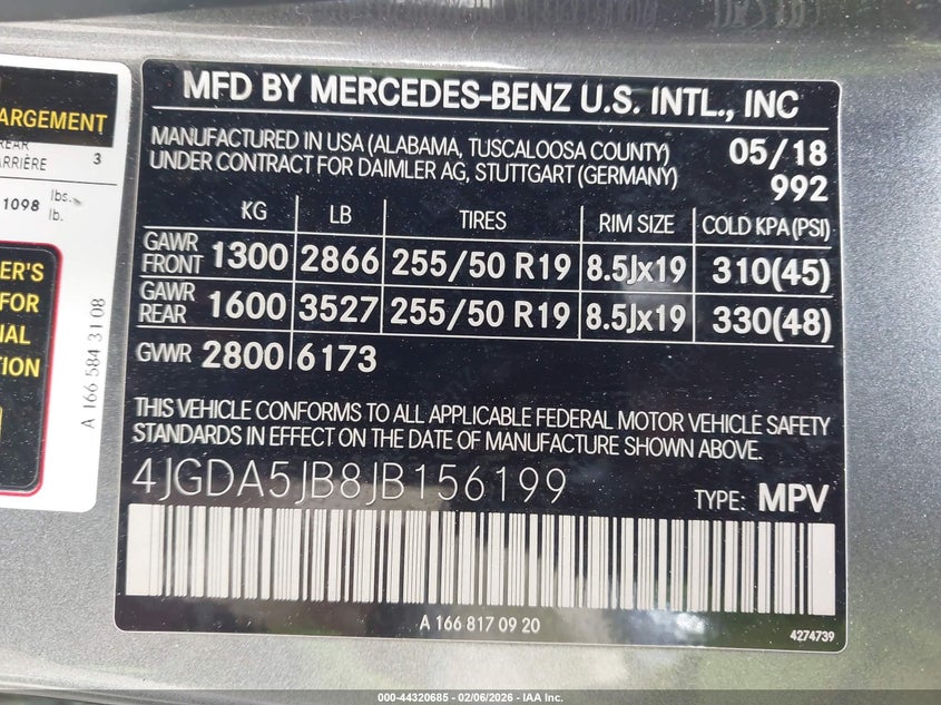 2018 Mercedes-benz Gle VIN 4JGDA5JB8JB156199 IAAI salvage auction — FRONT END, Salvage Title, sold $8,200 on 2026-07-24 (photo 9)