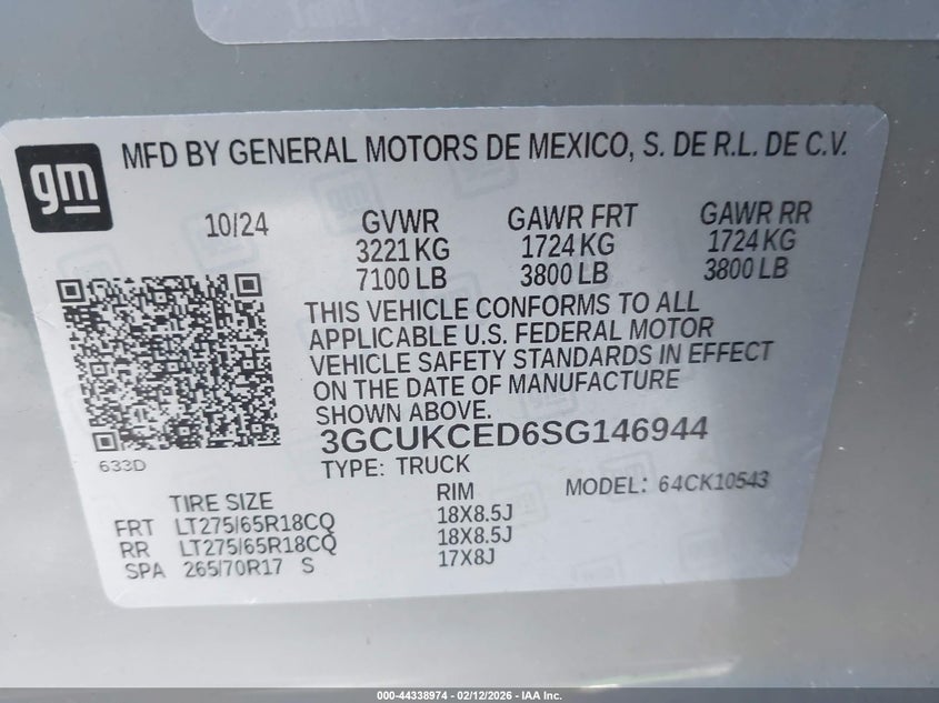 2025 Chevrolet Silverado VIN 3GCUKCED6SG146944 IAAI salvage auction — REAR END, Salvage Title, sold $18,700 on 2026-07-05 (photo 9)