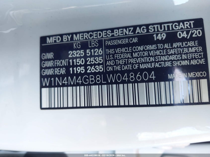 2020 Mercedes-benz Glb VIN W1N4M4GB8LW048604 IAAI salvage auction — FRONT END, Salvage (Georgia), sold $5,450 on 2026-07-22 (photo 9)