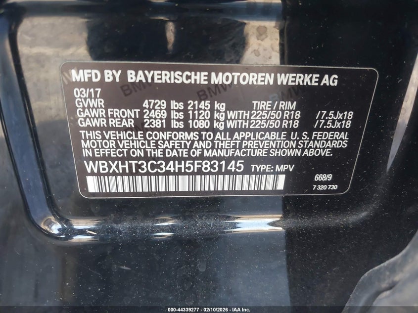 2017 BMW X1 VIN WBXHT3C34H5F83145 IAAI salvage auction — REAR END, Salvage Title, sold $25 on 2026-07-23 (photo 9)