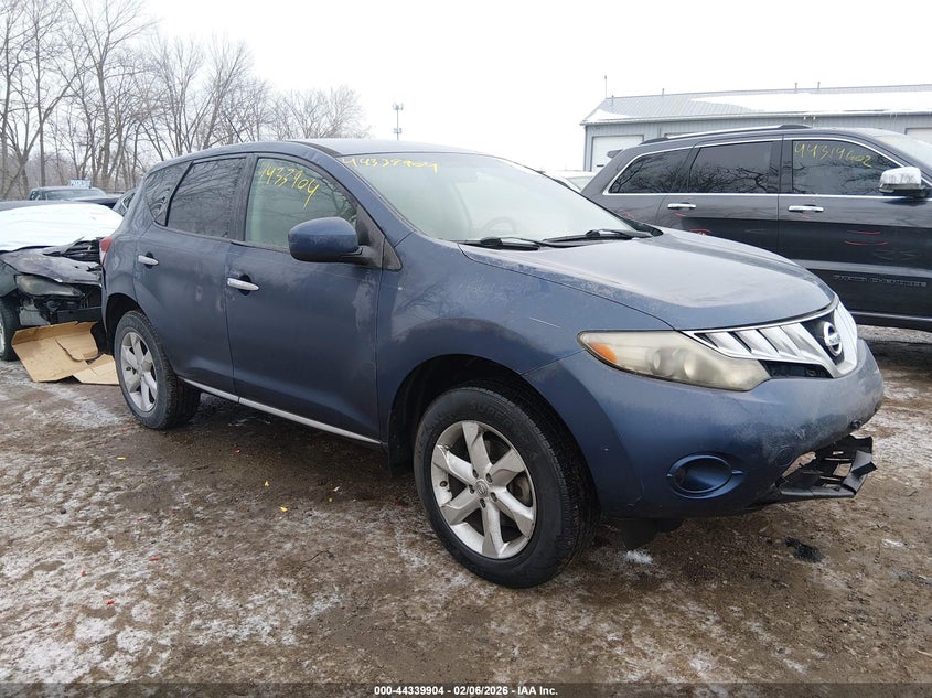 2010 Nissan Murano VIN JN8AZ1MU2AW001571 IAAI salvage auction — FRONT & REAR, Clear (Indiana), sold $275 on 2026-07-22 (photo 1)