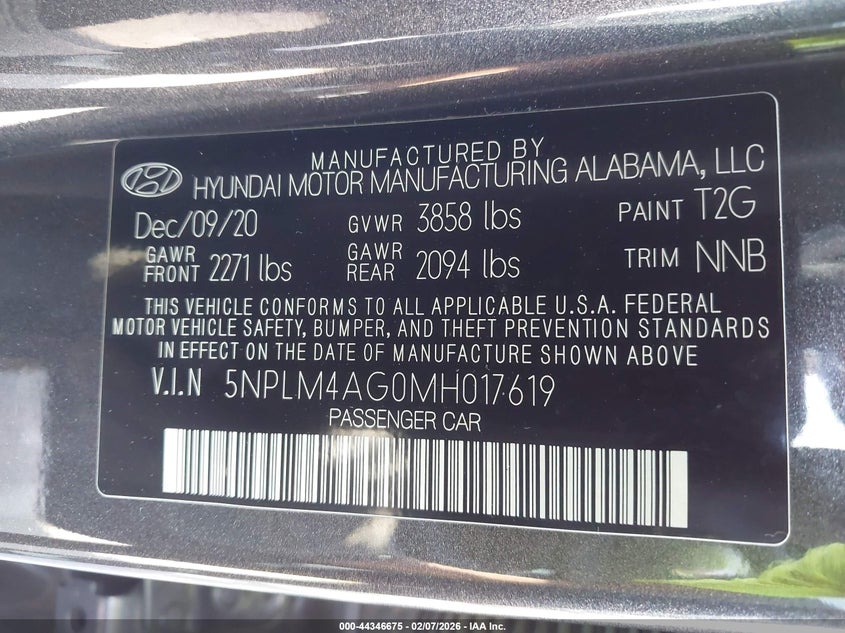 2021 Hyundai Elantra VIN 5NPLM4AG0MH017619 IAAI salvage auction — FRONT END, Salvage Title, sold $2,900 on 2026-07-08 (photo 9)