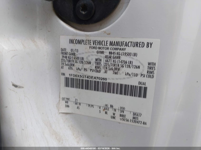 2013 Ford F550 VIN 1FD0X5GT4DEA70260 IAAI salvage auction — FRONT END, Salvage Title, sold $1,250 on 2026-07-06 (photo 8)