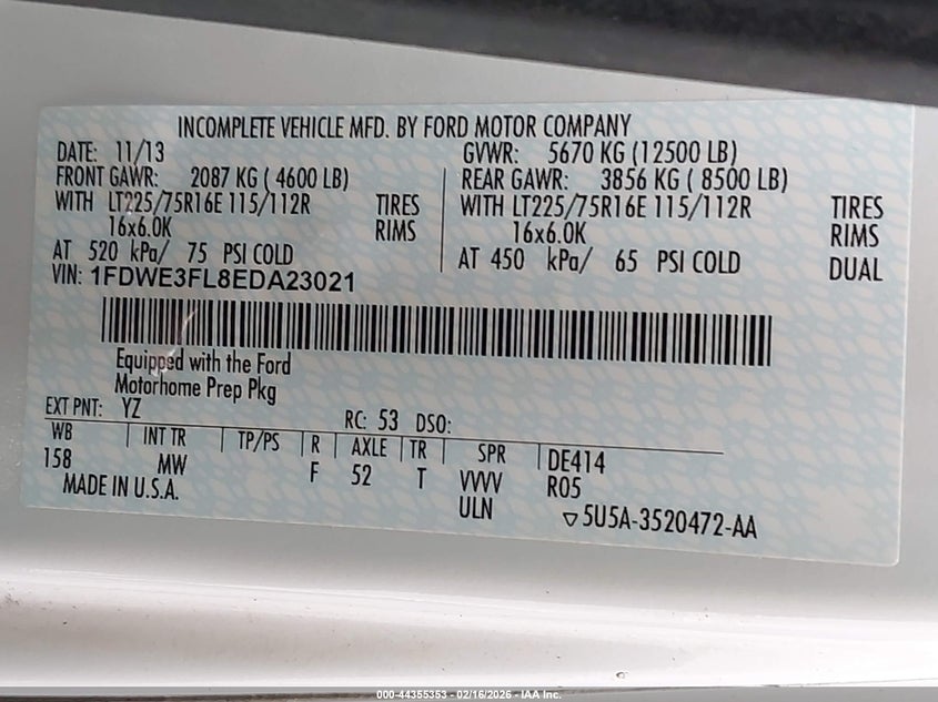 2014 Ford Econoline VIN 1FDWE3FL8EDA23021 IAAI salvage auction — LEFT SIDE, Clear (Tennessee), sold $5,700 on 2026-08-12 (photo 8)