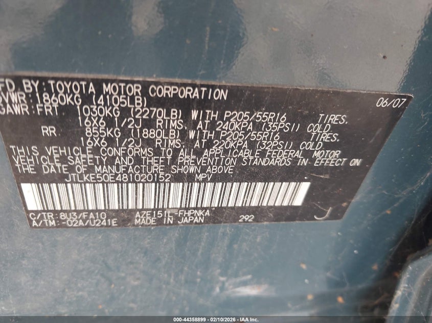 2008 Scion Xb VIN JTLKE50E481020152 IAAI salvage auction — NORMAL WEAR, Clear-Dealer Only (North Carolina), sold $225 on 2026-07-14 (photo 9)